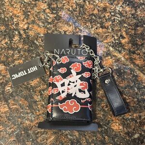 Unisex Black Naruto Trifold Wallet w Chain NEW NIP